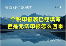 个税申报表已经填写但是无法申报怎么回事