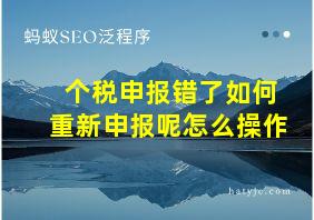 个税申报错了如何重新申报呢怎么操作