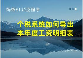 个税系统如何导出本年度工资明细表