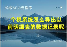 个税系统怎么导出以前明细表的数据记录呢