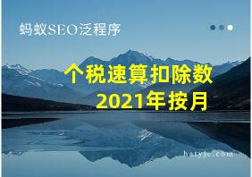 个税速算扣除数2021年按月