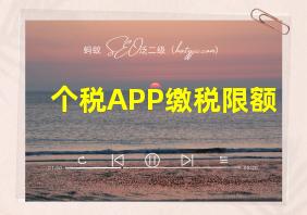 个税APP缴税限额