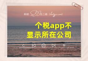 个税app不显示所在公司