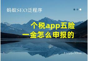 个税app五险一金怎么申报的