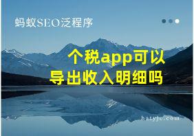 个税app可以导出收入明细吗