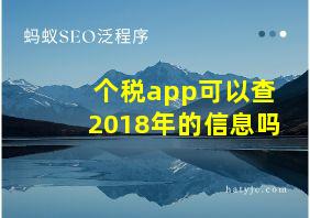 个税app可以查2018年的信息吗