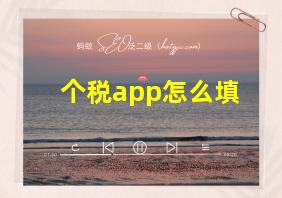 个税app怎么填