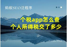 个税app怎么查个人所得税交了多少