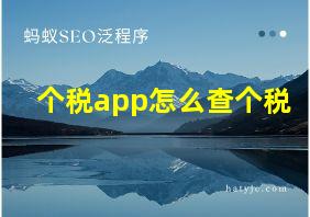 个税app怎么查个税