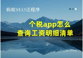 个税app怎么查询工资明细清单