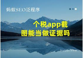 个税app截图能当做证据吗