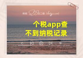 个税app查不到纳税记录