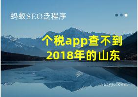 个税app查不到2018年的山东