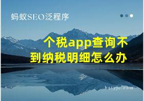 个税app查询不到纳税明细怎么办