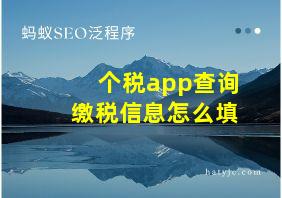 个税app查询缴税信息怎么填