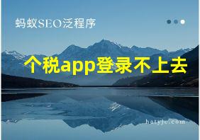 个税app登录不上去