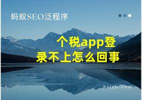 个税app登录不上怎么回事