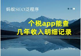 个税app能查几年收入明细记录