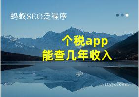 个税app能查几年收入