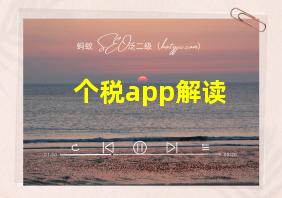 个税app解读