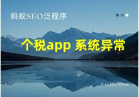 个税app 系统异常