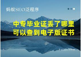 中专毕业证丢了哪里可以查到电子版证书