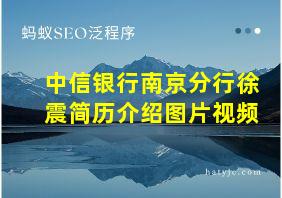 中信银行南京分行徐震简历介绍图片视频