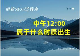 中午12:00属于什么时辰出生