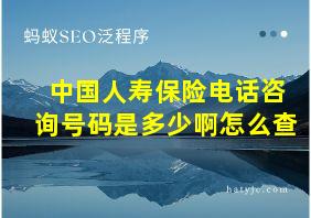 中国人寿保险电话咨询号码是多少啊怎么查