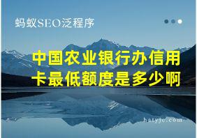 中国农业银行办信用卡最低额度是多少啊