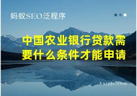 中国农业银行贷款需要什么条件才能申请