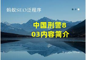 中国刑警803内容简介