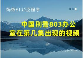 中国刑警803办公室在第几集出现的视频