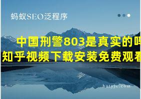 中国刑警803是真实的吗知乎视频下载安装免费观看