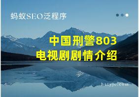 中国刑警803电视剧剧情介绍