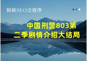 中国刑警803第二季剧情介绍大结局