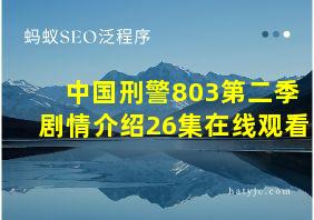 中国刑警803第二季剧情介绍26集在线观看