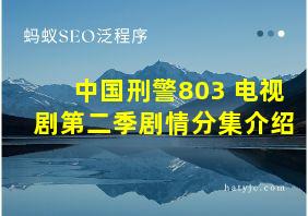 中国刑警803 电视剧第二季剧情分集介绍