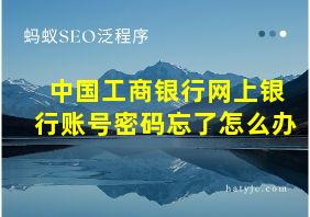 中国工商银行网上银行账号密码忘了怎么办