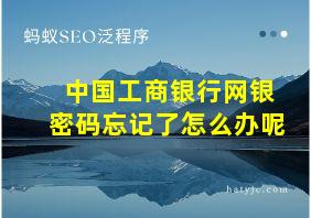 中国工商银行网银密码忘记了怎么办呢