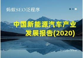 中国新能源汽车产业发展报告(2020)