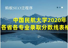 中国民航大学2020年各省各专业录取分数线表格