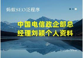 中国电信政企部总经理刘颖个人资料