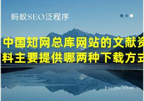 中国知网总库网站的文献资料主要提供哪两种下载方式