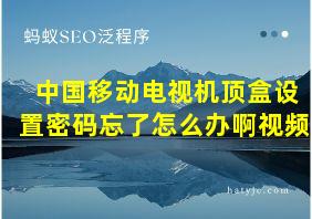 中国移动电视机顶盒设置密码忘了怎么办啊视频