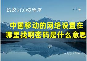 中国移动的网络设置在哪里找啊密码是什么意思