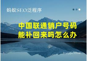 中国联通销户号码能补回来吗怎么办