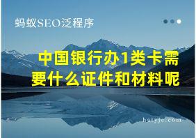 中国银行办1类卡需要什么证件和材料呢