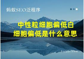 中性粒细胞偏低白细胞偏低是什么意思