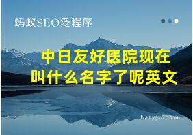 中日友好医院现在叫什么名字了呢英文